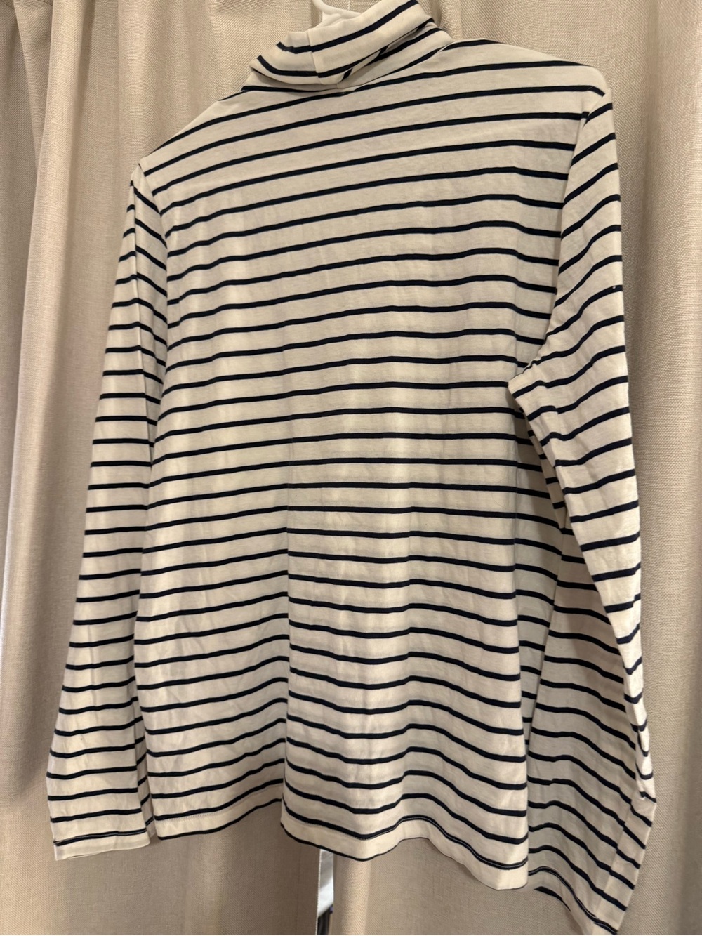 New J.Crew Factory Striped Long-Sleeve Tissue Turtleneck Shirt - White & Black L - Picture 3 of 3